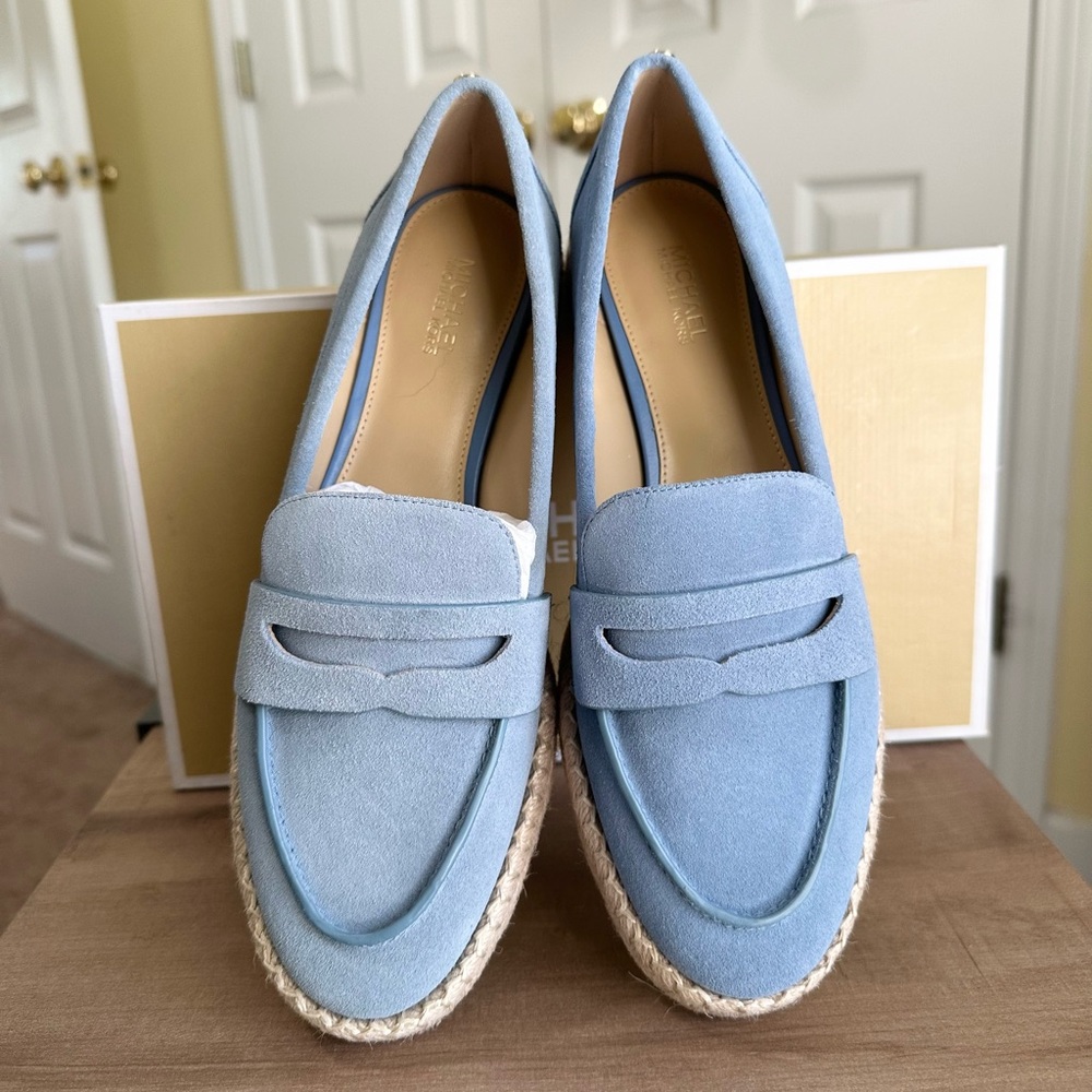 Michael Kors Lennon Blue Espadrille Women’s Loafer Shoes, Size 6M, New in Box